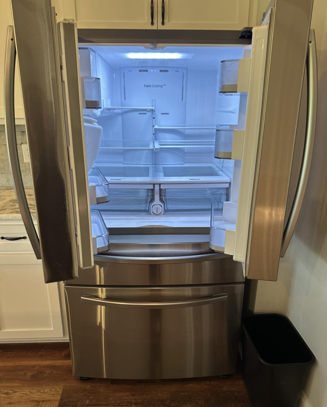 Spotless refrigerator interior after deep clean